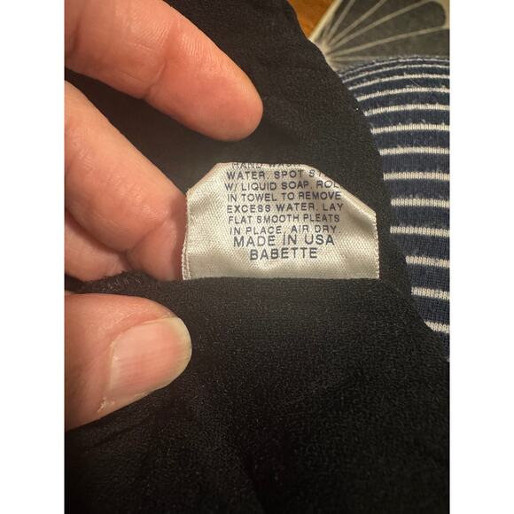 Babette San Francisco Textured Crinkle Button Front Blouse Size Large Black - Picture 6 of 6